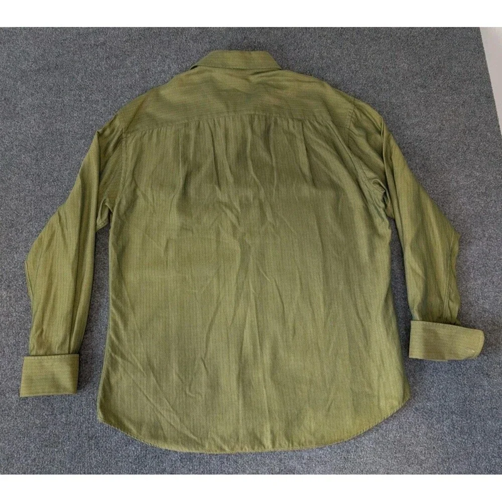 Vintage Gucci Herringbone Weave Long Sleeve Dress Shirt Men's Sz 43/17 Green